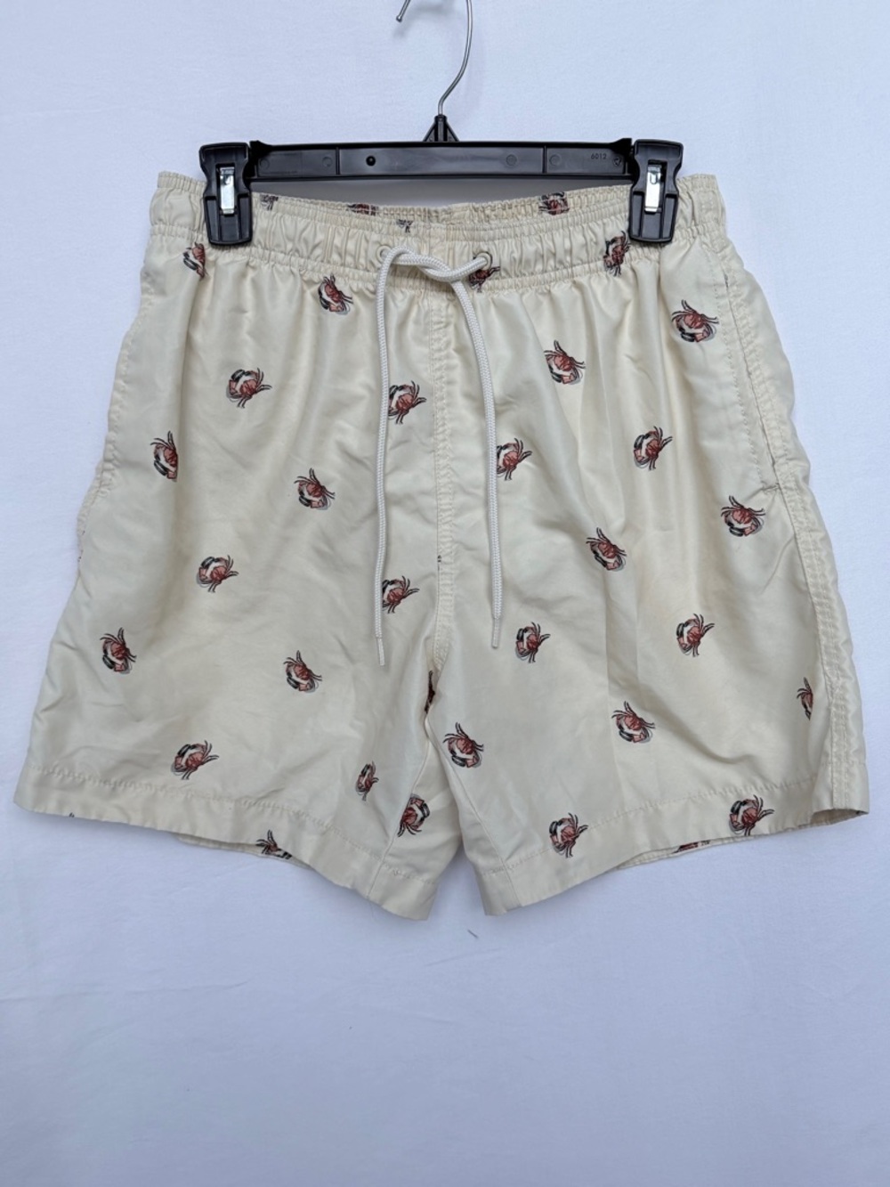 H&M Cream Swim Trunks with Red Floral Motif